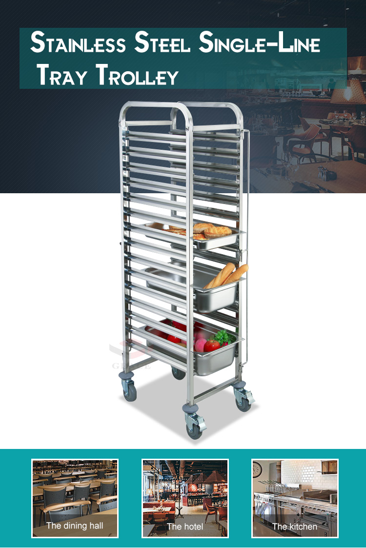 Food Cart Stainless Steel GN Pan Tray Trolley