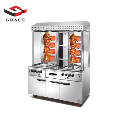 Gas Double Shawarma Machine with Cabinet